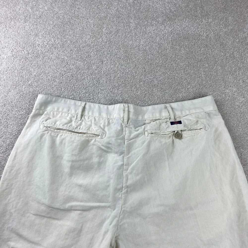 Faherty Shorts Mens 35(Fits 36) Beige Linen Blend Flat Front Casual Summer Beach